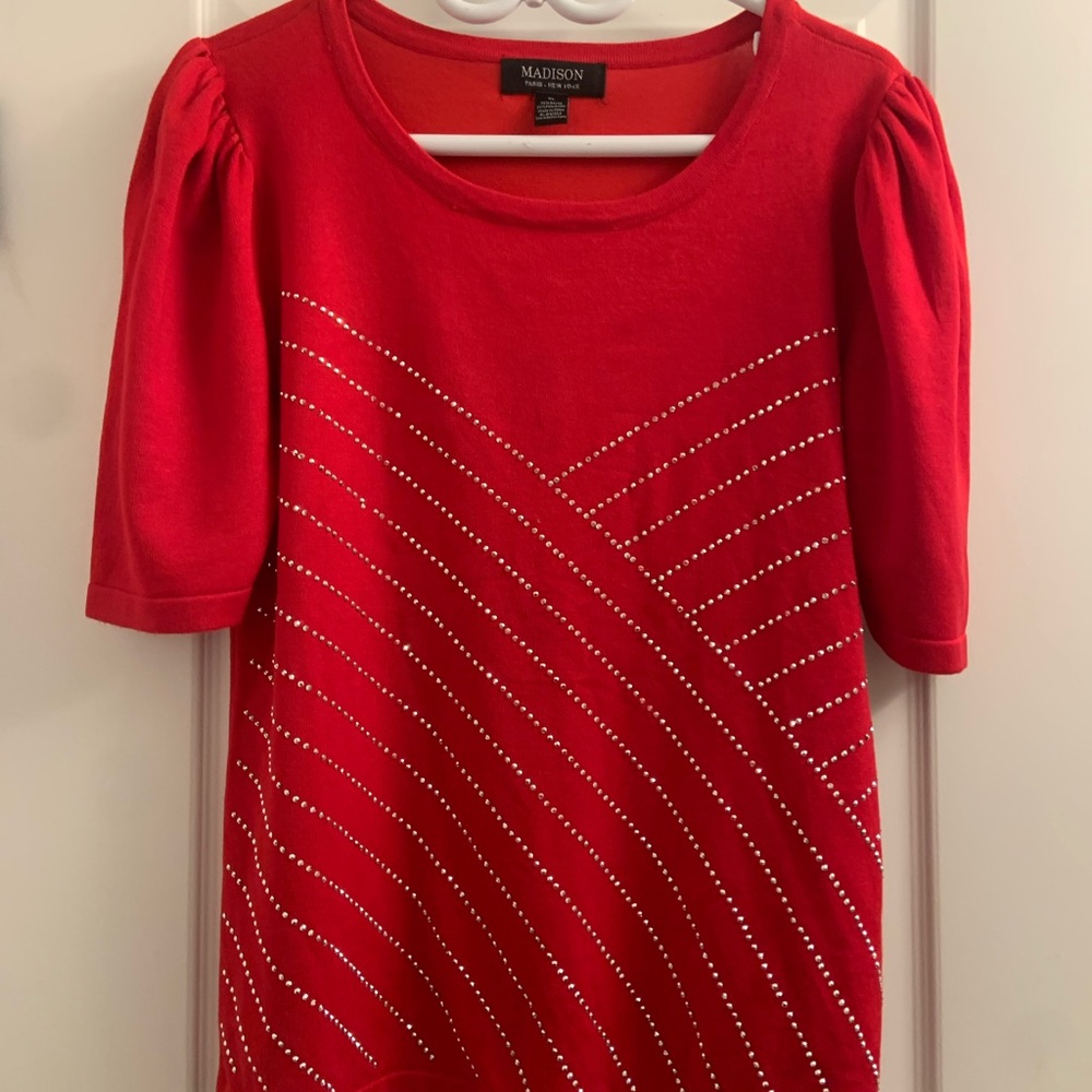 Madison Red Women's Top with Studded Design